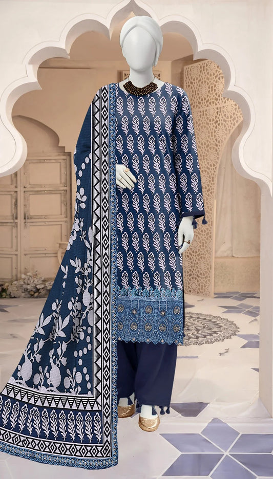 Baroque 3PC Digital Printed Daman Embroidery