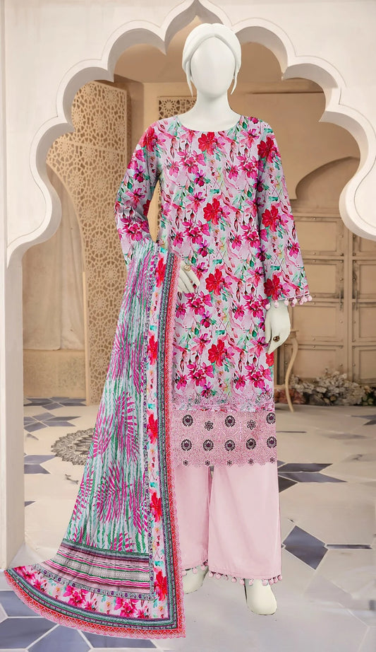 Baroque 3PC Digital Printed Daman Embroidery
