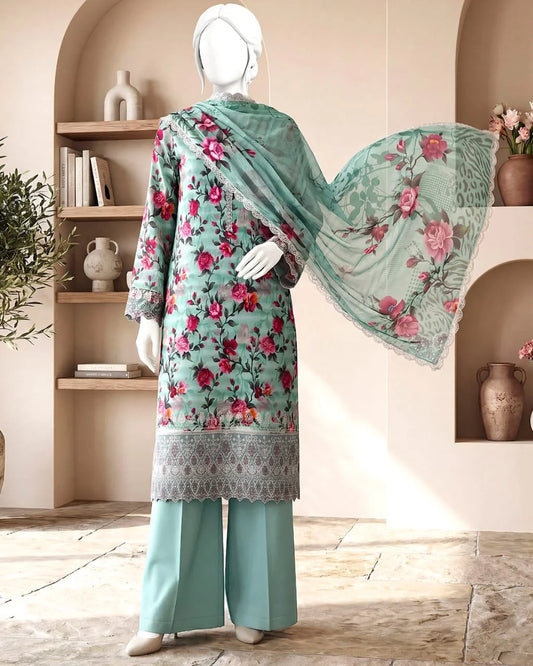 Baroque 3PC Digital Printed Daman Embroidery