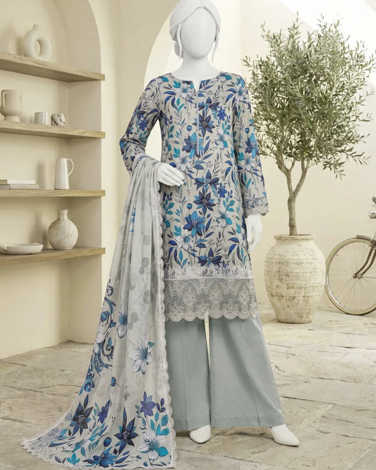 Baroque 3PC Digital Printed Daman Embroidery