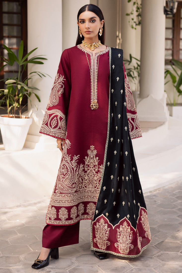 Dhanak-3PC Embroidered Shirt with Digital Printed Shawl - 178