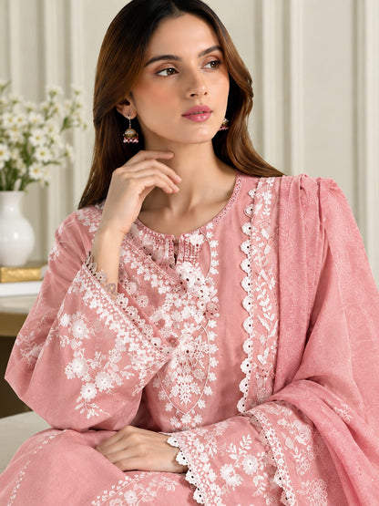 Dhanak-3PC Embroidered Shirt with Digital Printed Shawl - 1074