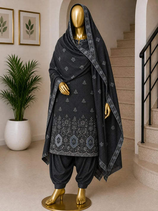 ZYRA - Dhanak-3PC Embroidered Shirt with Embroidered Dupatta - 1902