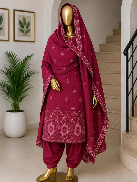 ZYRA - Dhanak-3PC Embroidered Shirt with Embroidered Dupatta - 1901