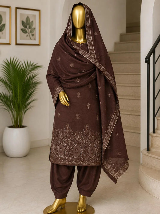 ZYRA - Dhanak-3PC Embroidered Shirt with Embroidered Dupatta - 1904