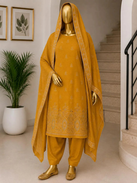 ZYRA - Dhanak-3PC Embroidered Shirt with Embroidered Dupatta - 1906