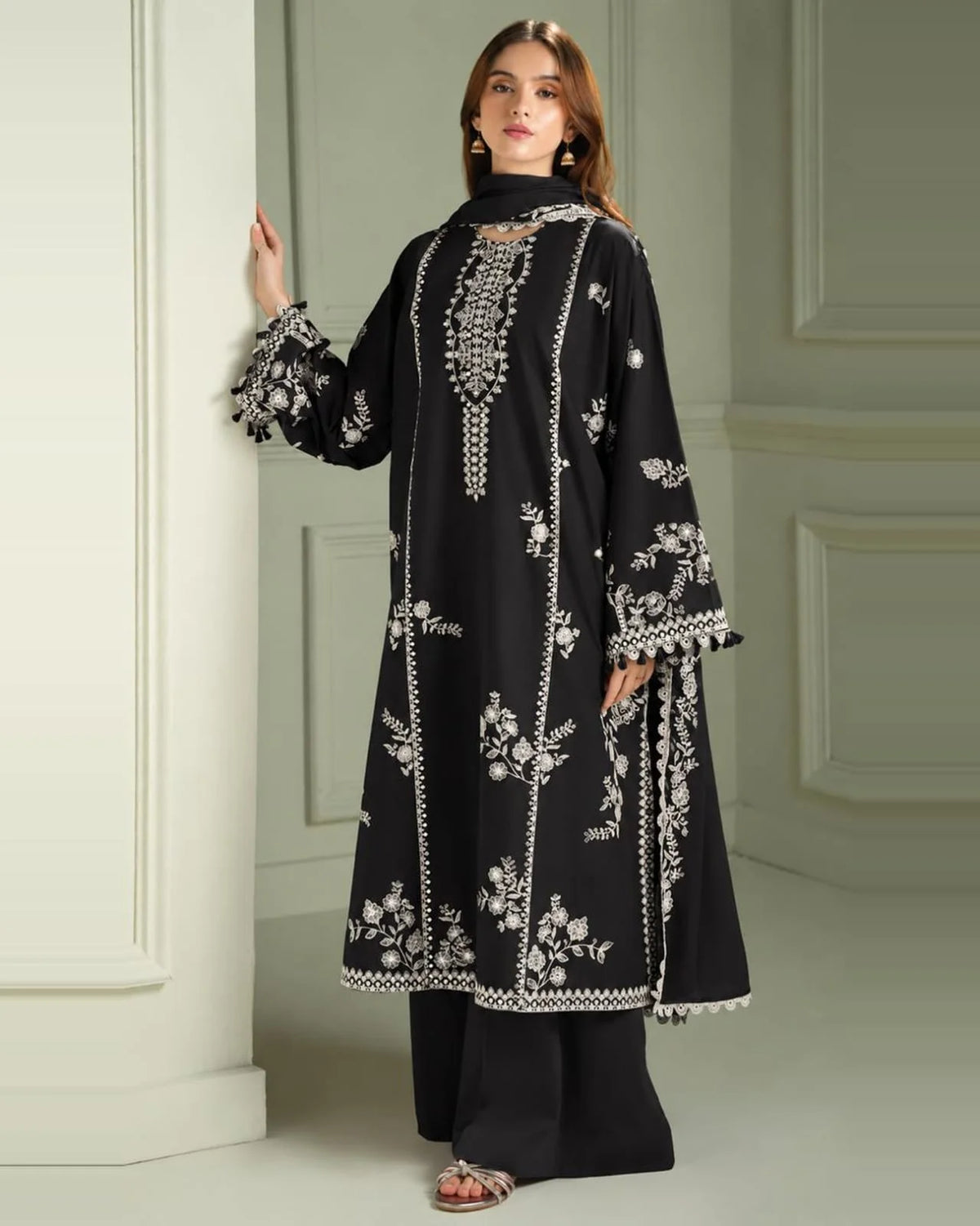 CROSS STITCH - Dhanak-3PC Embroidered Shirt with Digital Printed Shawl - 1080