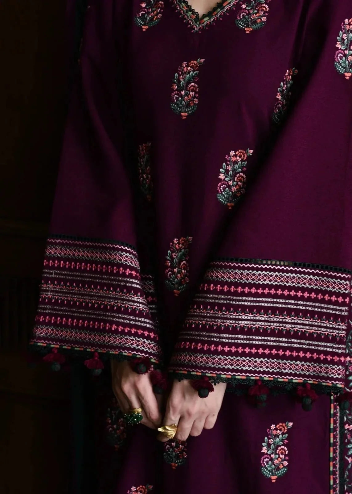 BATIK - Dhanak-3PC Embroidered Shirt with Digital Printed Shawl - 1263