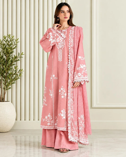 CROSS STITCH - Dhanak-3PC Embroidered Shirt with Digital Printed Shawl - 1074