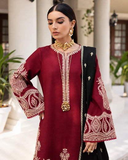 BATIK - Dhanak-3PC Embroidered Shirt with Digital Printed Shawl - 178